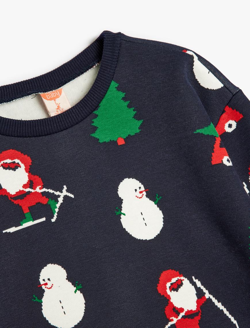  Erkek Bebek Noel Baba Sweatshirt Yılbaşı Temalı Uzun Kollu