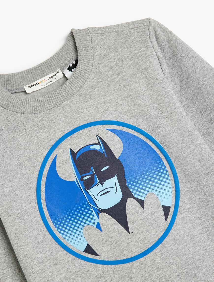  Erkek Çocuk Batman Sweatshirt Lisanslı Baskılı Şardonlu