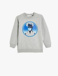 Batman Sweatshirt Lisanslı Baskılı Şardonlu