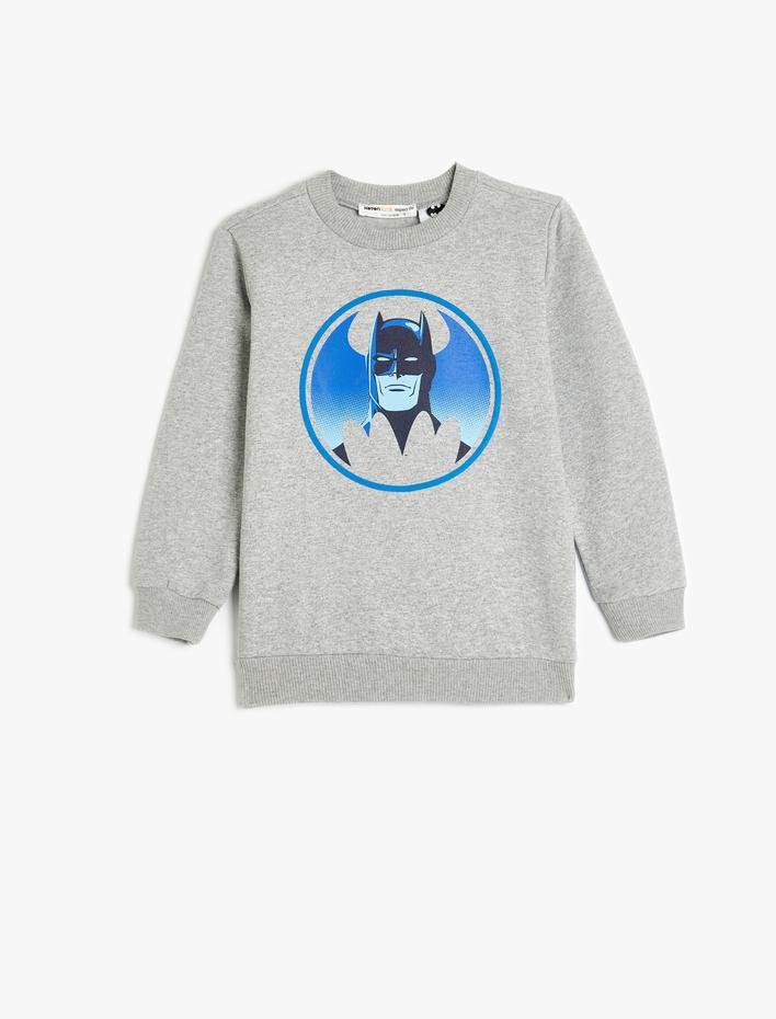 Erkek Çocuk Batman Sweatshirt Lisanslı Baskılı Şardonlu