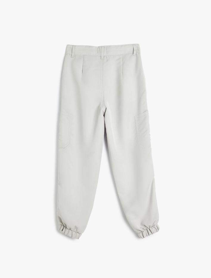 Kız Çocuk Jogger Pantolon Kargo Cepli Düğme Detaylı