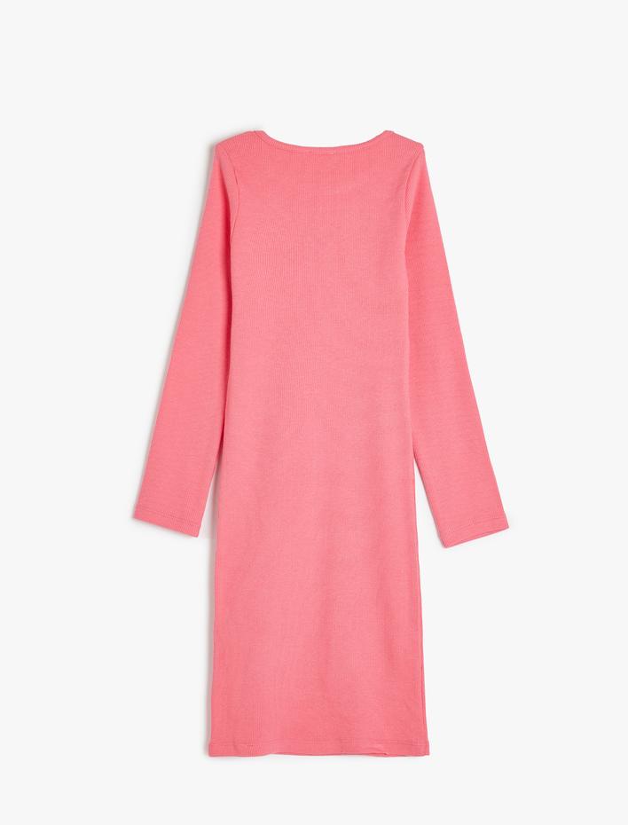 Kız Çocuk Elbise Kolsuz Bisiklet Yaka Ribanalı Kalp Pencere Detaylı