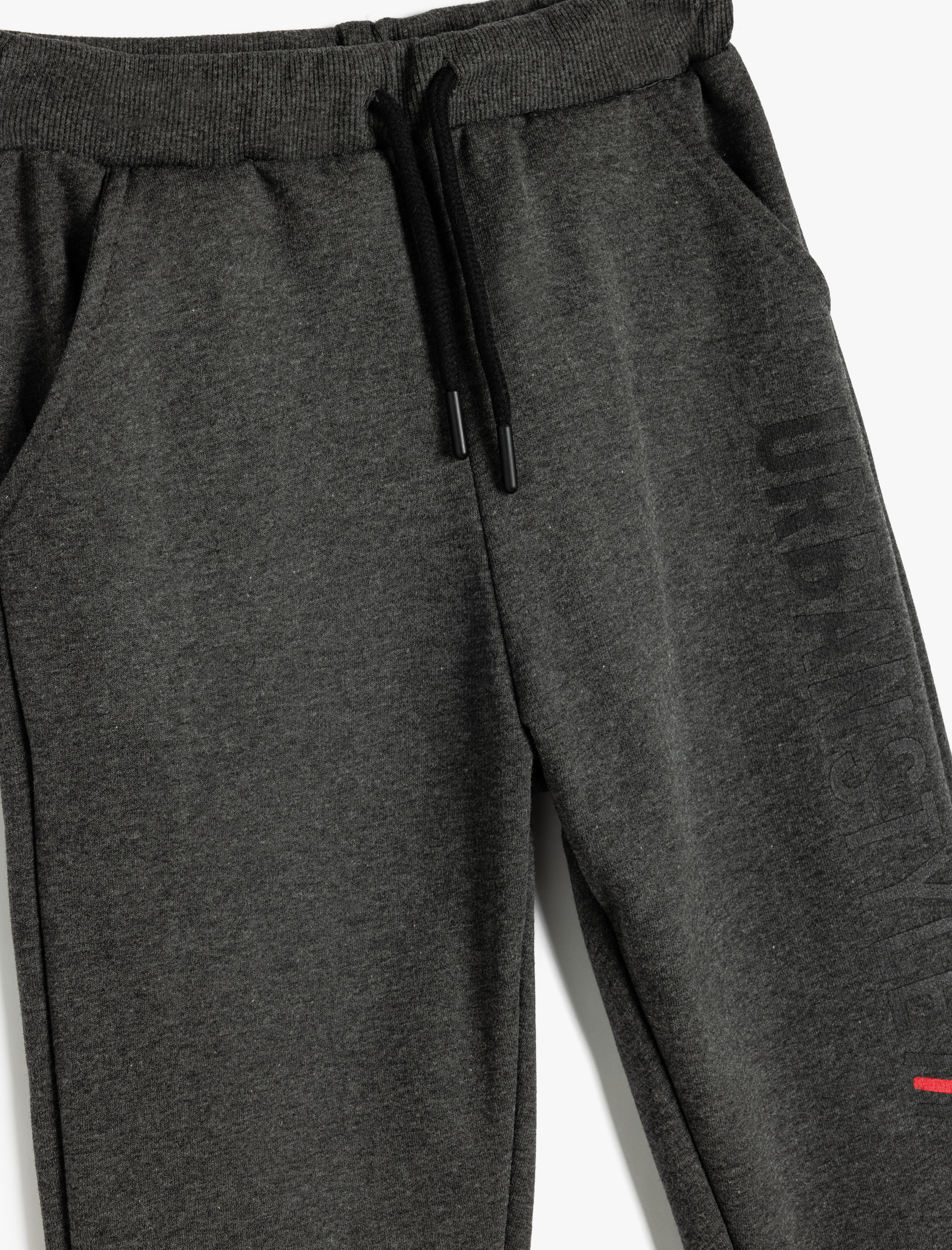  Erkek Çocuk Jogger Eşofman Altı Slogan Baskılı Beli Bağlamalı