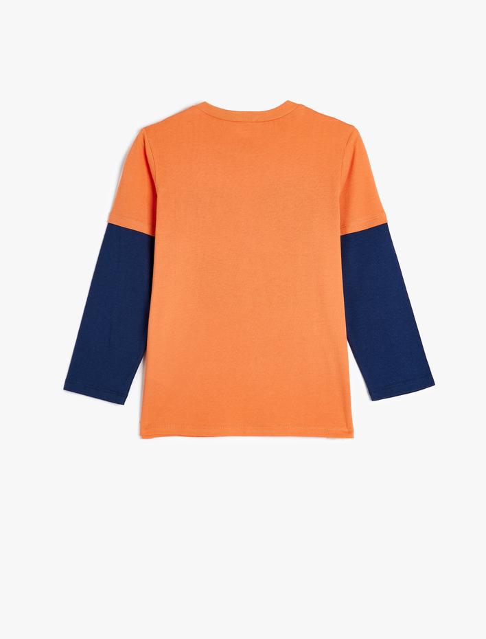 Erkek Çocuk Tişört Baskı Detaylı Uzun Kollu Bisiklet Yaka