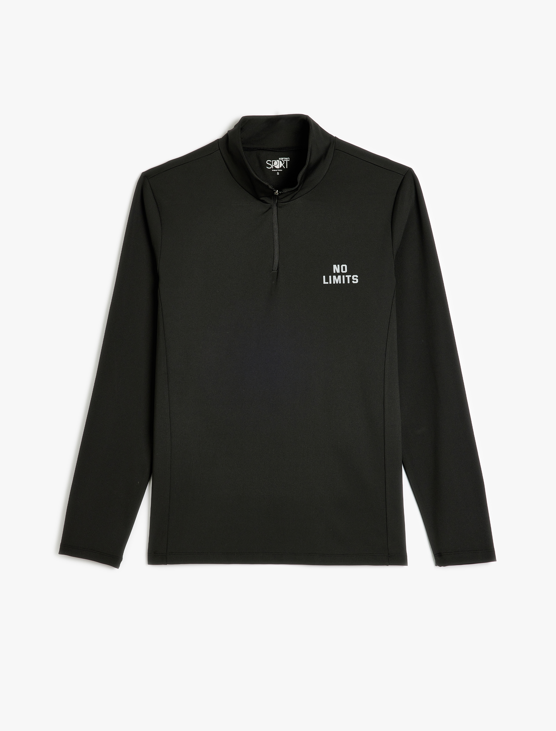   Spor Sweatshirt Slogan Baskılı Dik Yaka Uzun Kollu