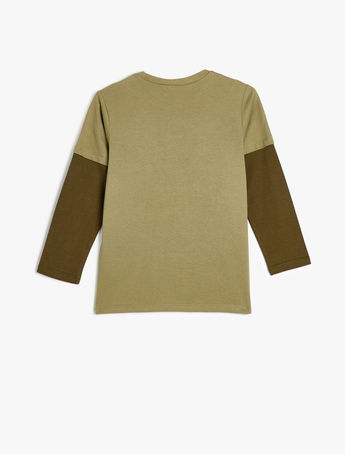 Erkek Çocuk Tişört Baskı Detaylı Uzun Kollu Bisiklet Yaka