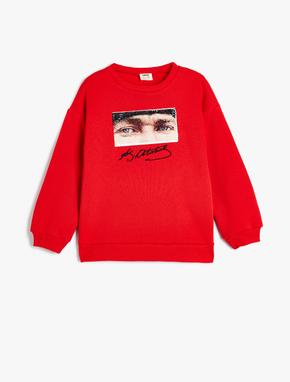 Sweatshirt Atatürk İmzalı Pullu Payetli Uzun Kollu