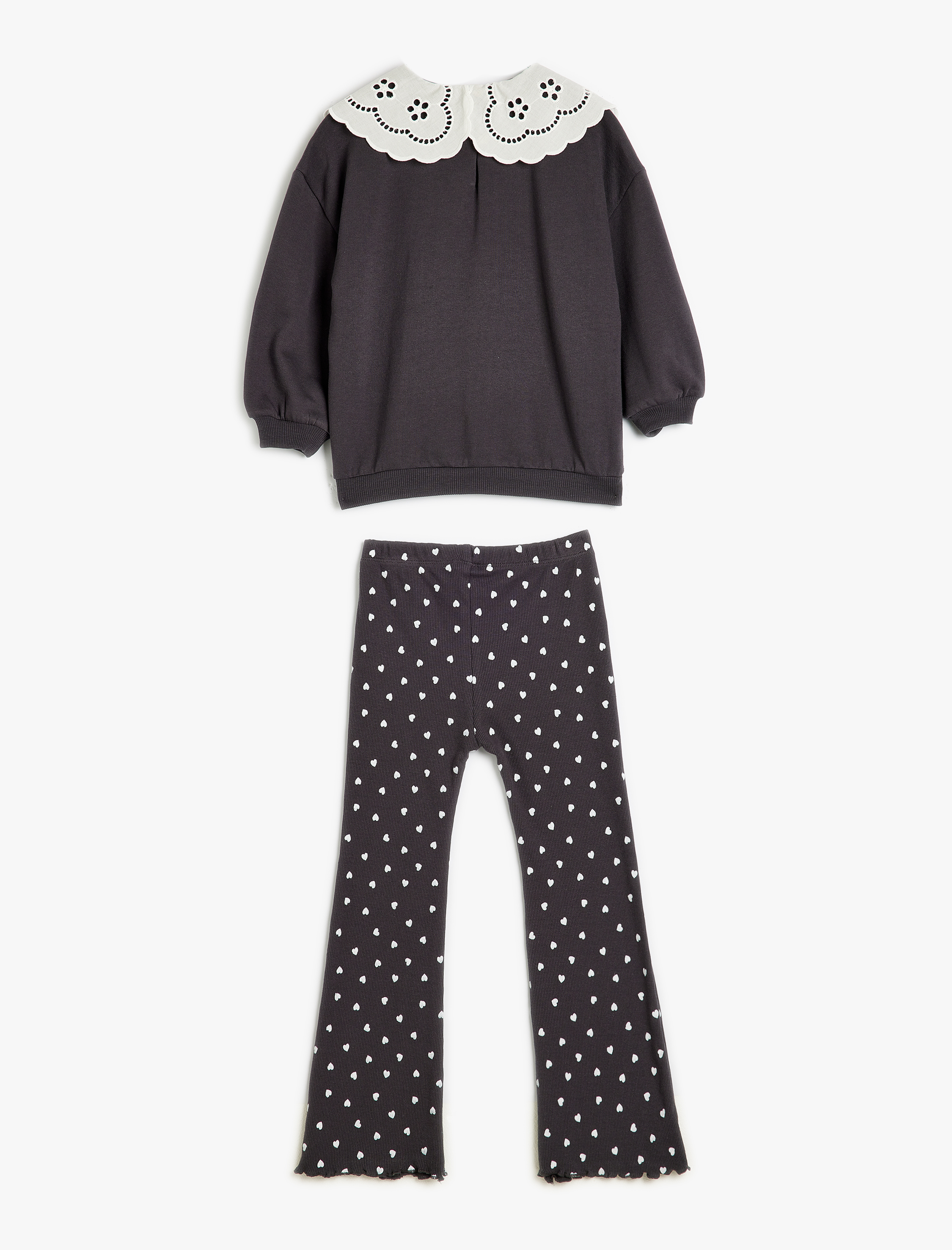  Kız Bebek 2'li Takım Bebe Yaka Üst ve İspanyol Paça Alt Şardonlu