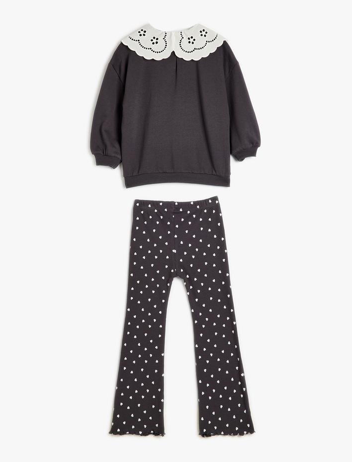 Kız Bebek 2'li Takım Bebe Yaka Üst ve İspanyol Paça Alt Şardonlu