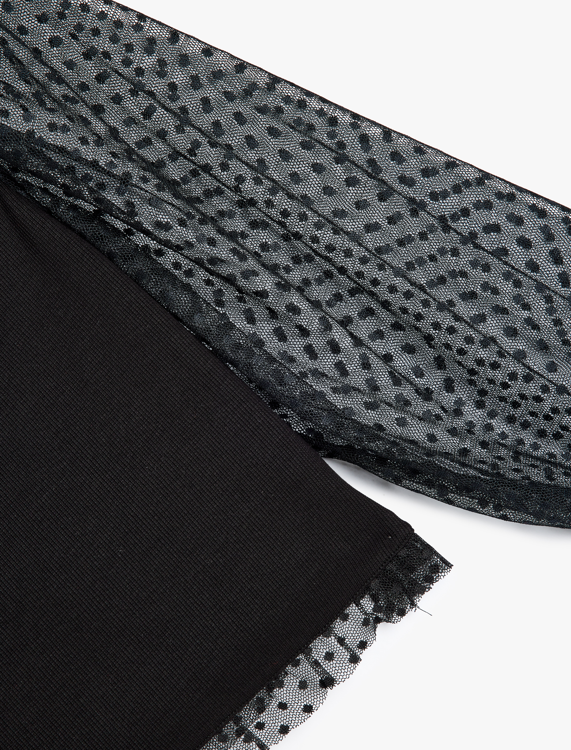  Kız Çocuk Kare Yaka Balon Kollu Tül Detaylı Bluz