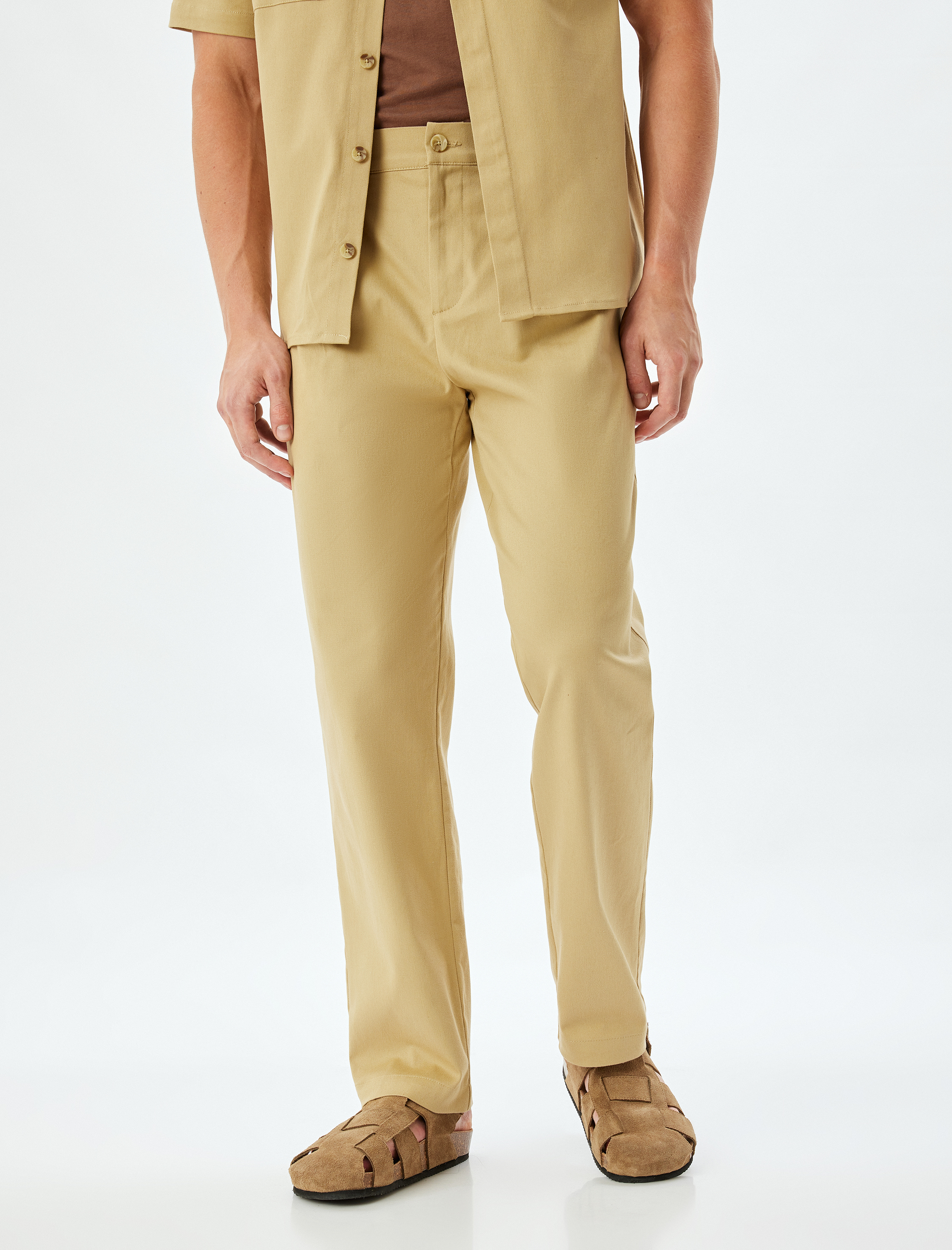   Bol Baggy Pantolon Düğmeli Chino Cep Detaylı