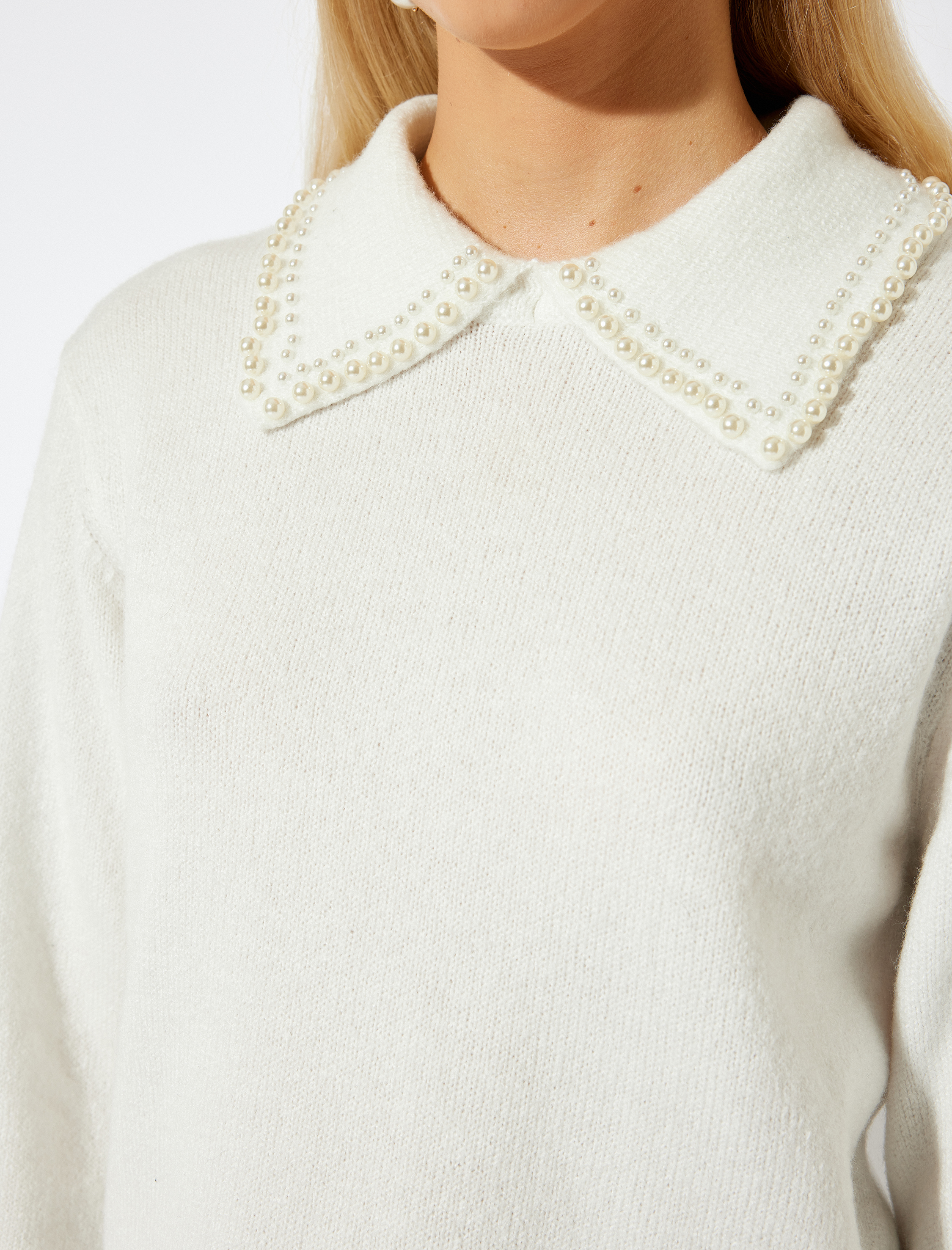   İnci Detaylı Uzun Kollu Yumuşak Dokulu Kazak