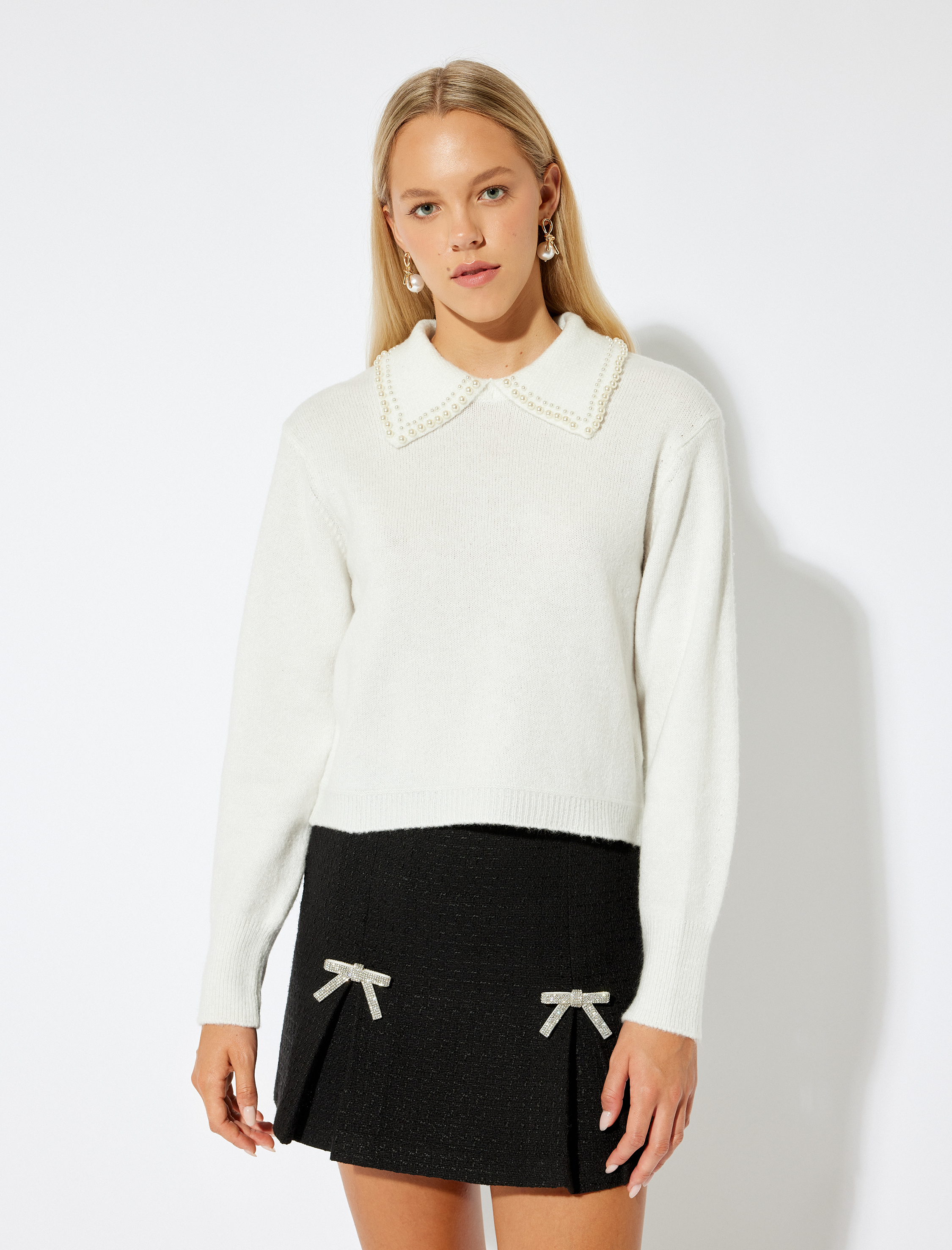   İnci Detaylı Uzun Kollu Yumuşak Dokulu Kazak