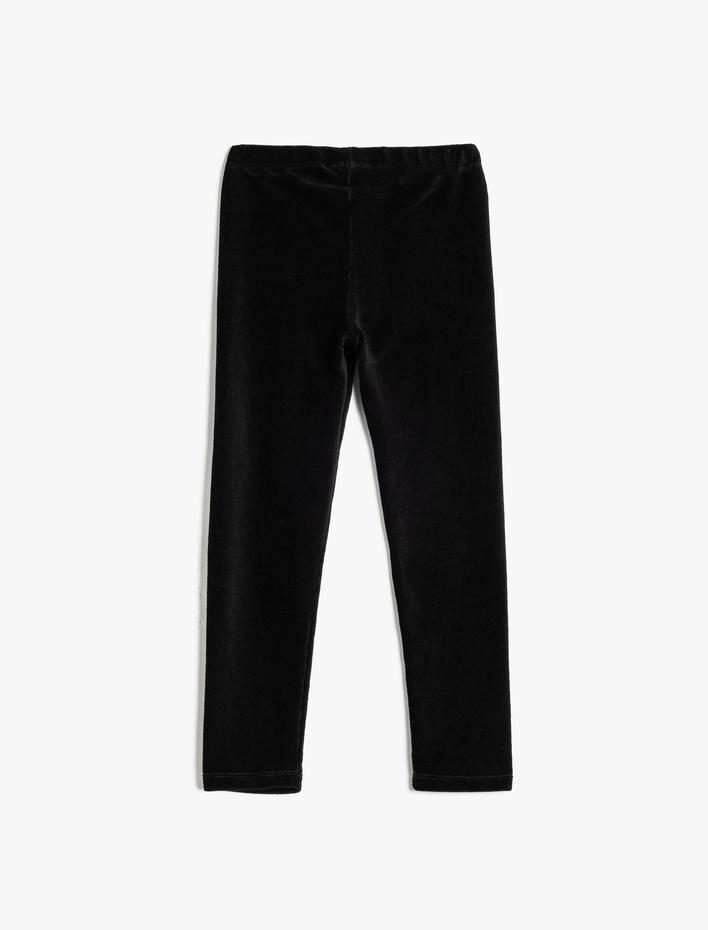 Kız Çocuk Basic Kadife Tayt Fitilli Beli Lastikli Pamuk Karışımlı