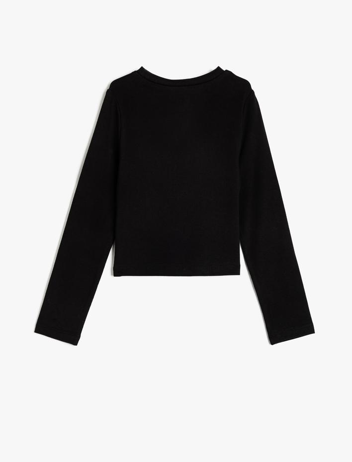 Kız Çocuk Uzun Kollu Pamuklu Basic Crop Tişört