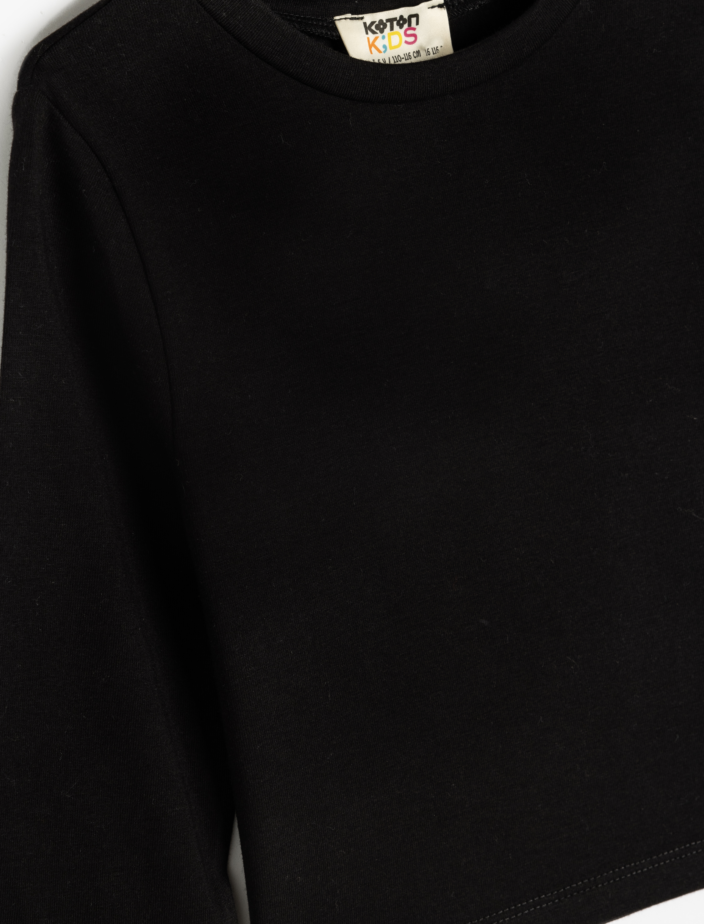 Kız Çocuk Uzun Kollu Pamuklu Basic Crop Tişört