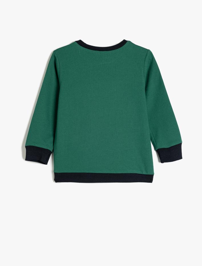 Erkek Çocuk Uzun Kollu Baskılı Bisiklet Yaka Sweatshirt Şardonlu