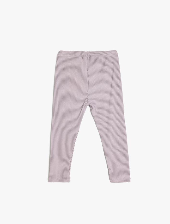 Kız Bebek Basic Ribanalı Pamuklu Tayt Beli Lastikli