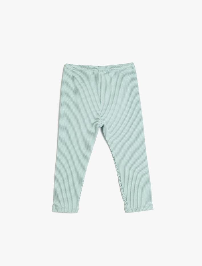 Kız Bebek Basic Ribanalı Pamuklu Tayt Beli Lastikli