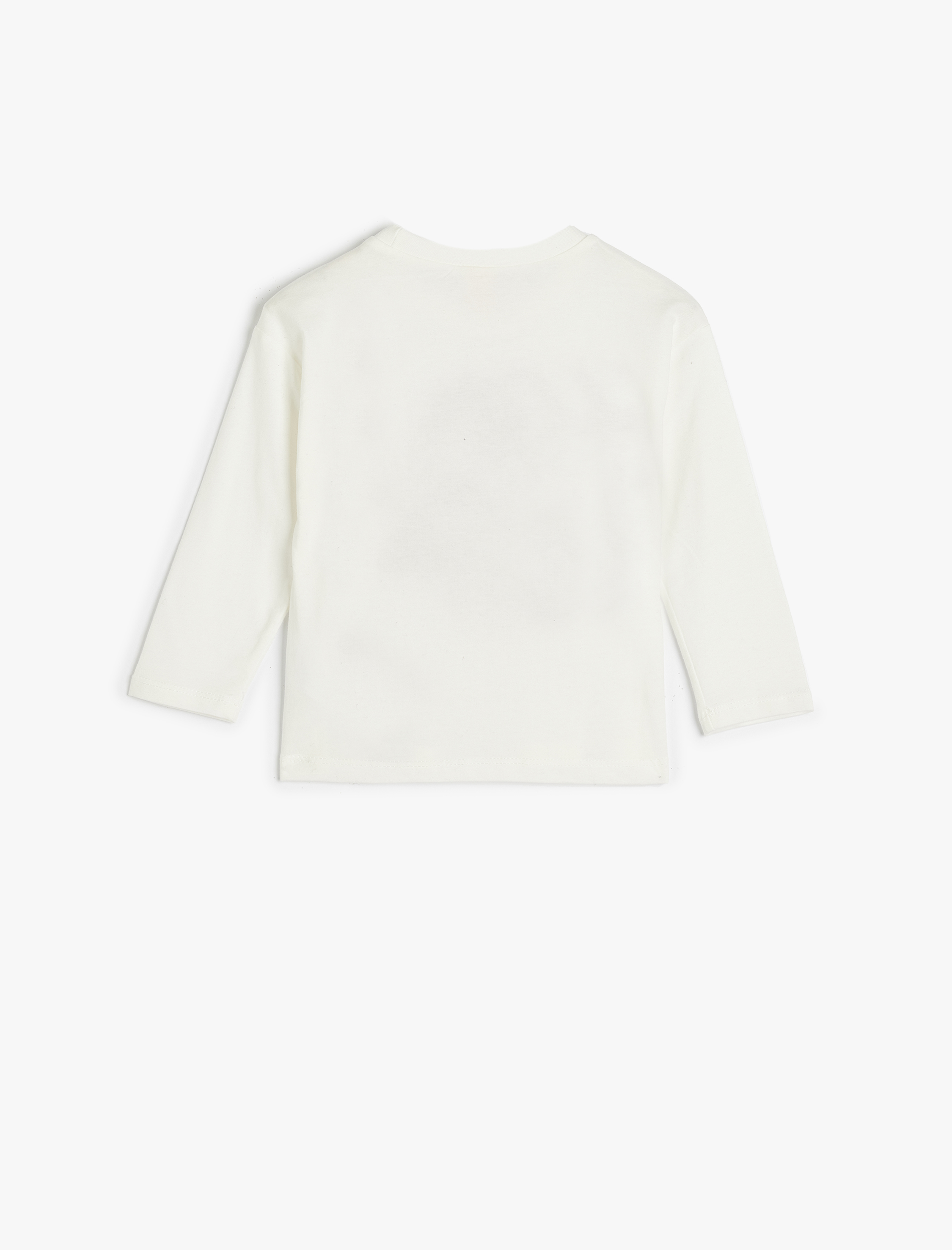  Kız Bebek Tişört Slogan Baskılı Uzun Kollu Bisiklet Yaka Pamuklu