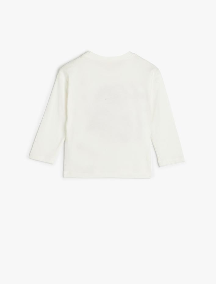 Kız Bebek Tişört Slogan Baskılı Uzun Kollu Bisiklet Yaka Pamuklu