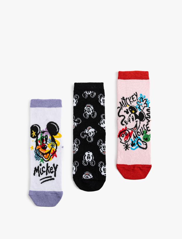 3'lü Mickey Mouse Baskılı Çorap Seti Lisanslı_1