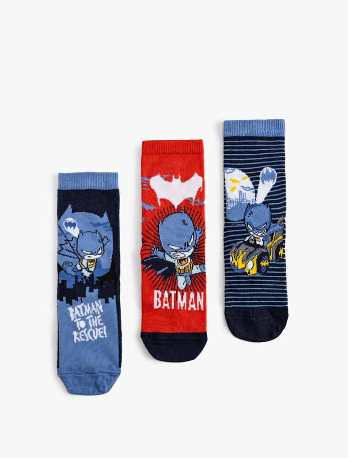Erkek Çocuk 3'lü Batman Baskılı Çorap Seti Lisanslı