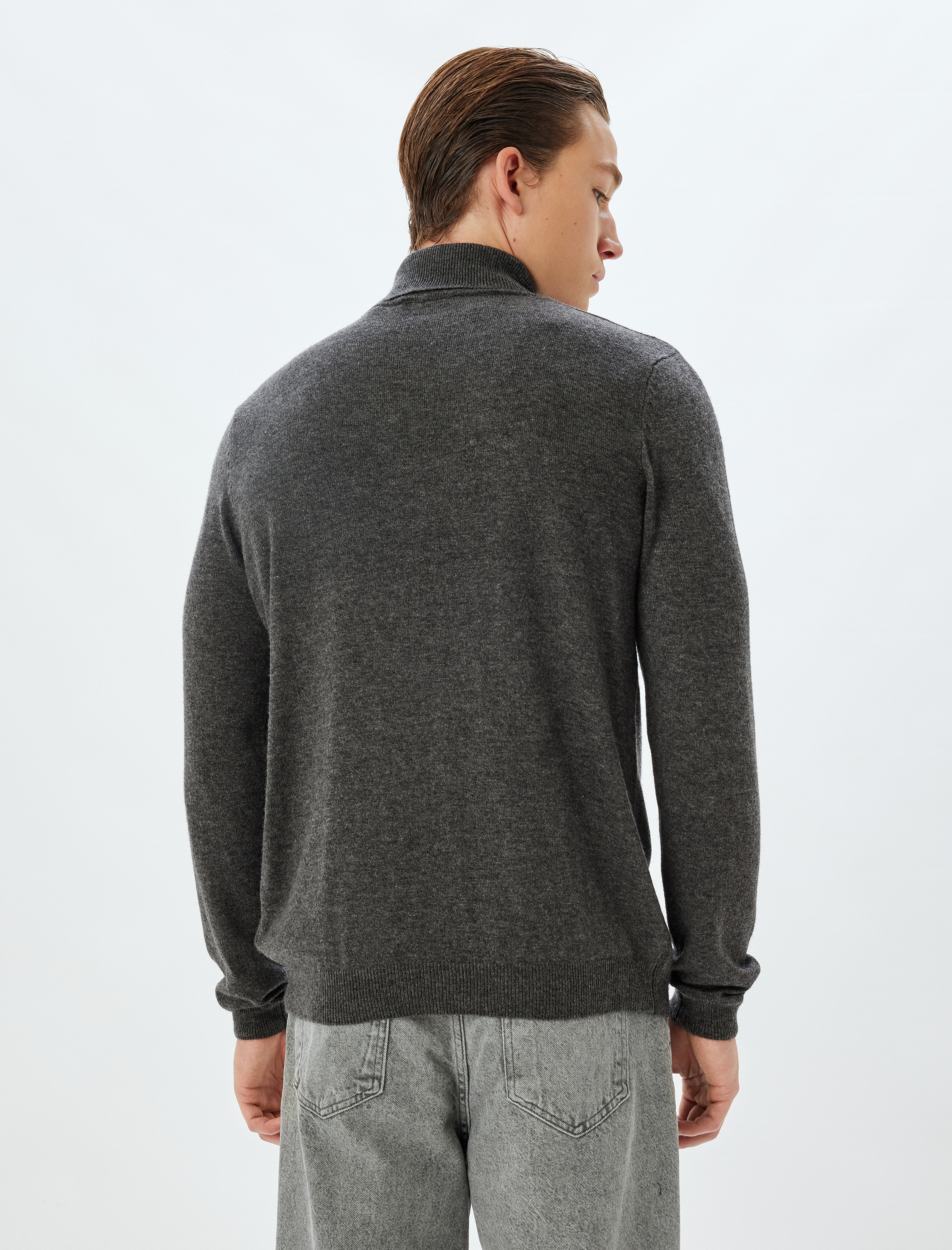   Triko Kazak Basic Boğazlı Uzun Kollu