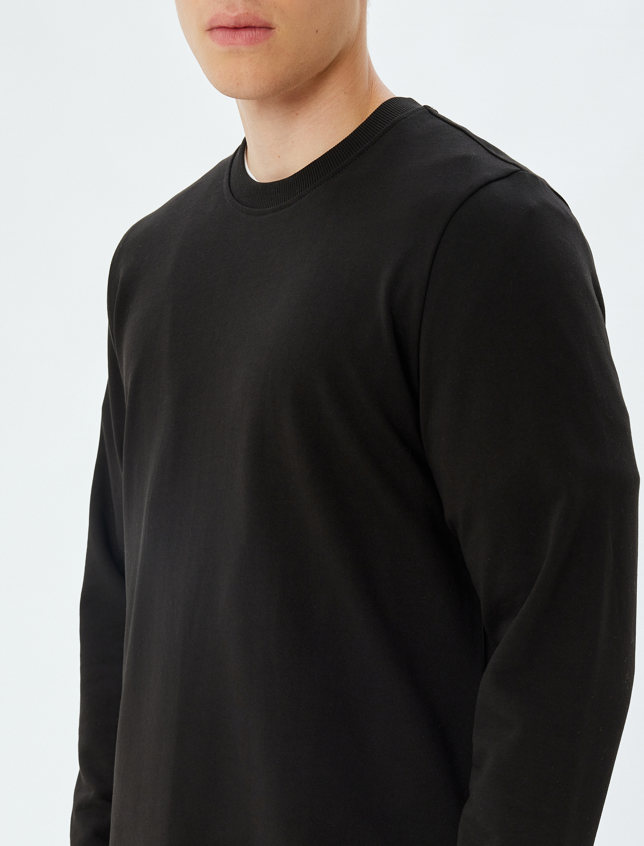  Bisiklet Yaka Sweatshirt Basic Uzun Kollu