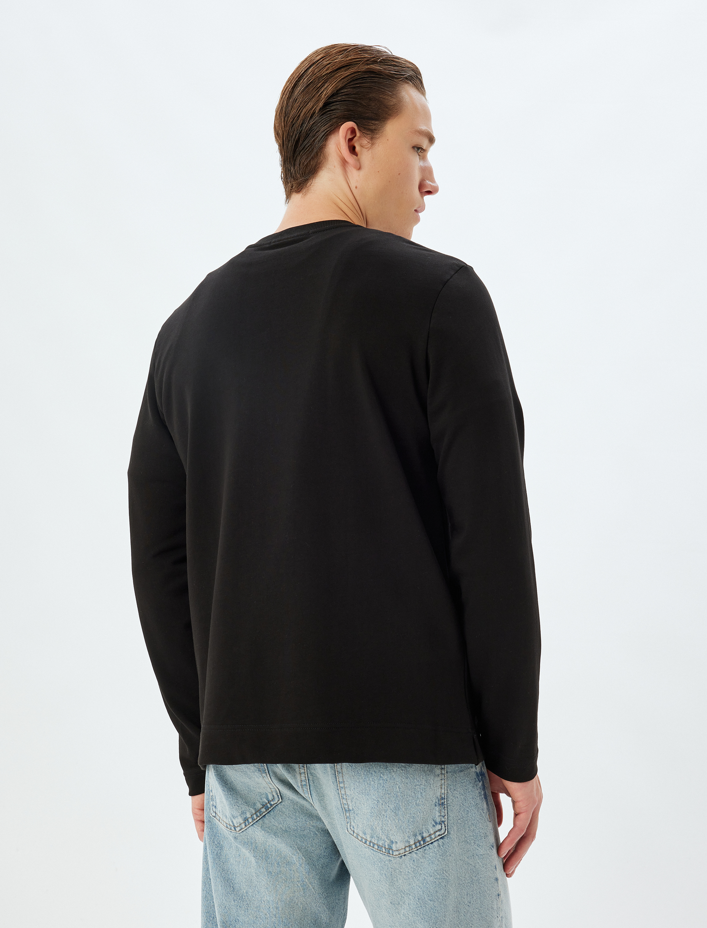   Bisiklet Yaka Sweatshirt Basic Uzun Kollu