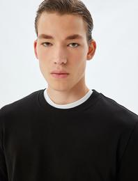 Bisiklet Yaka Sweatshirt Basic Uzun Kollu