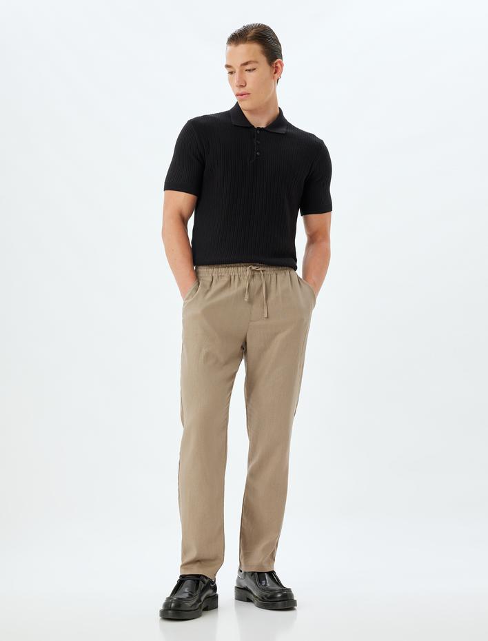  Triko Tişört Polo Yaka Basic Kısa Kollu Dokulu Pamuklu