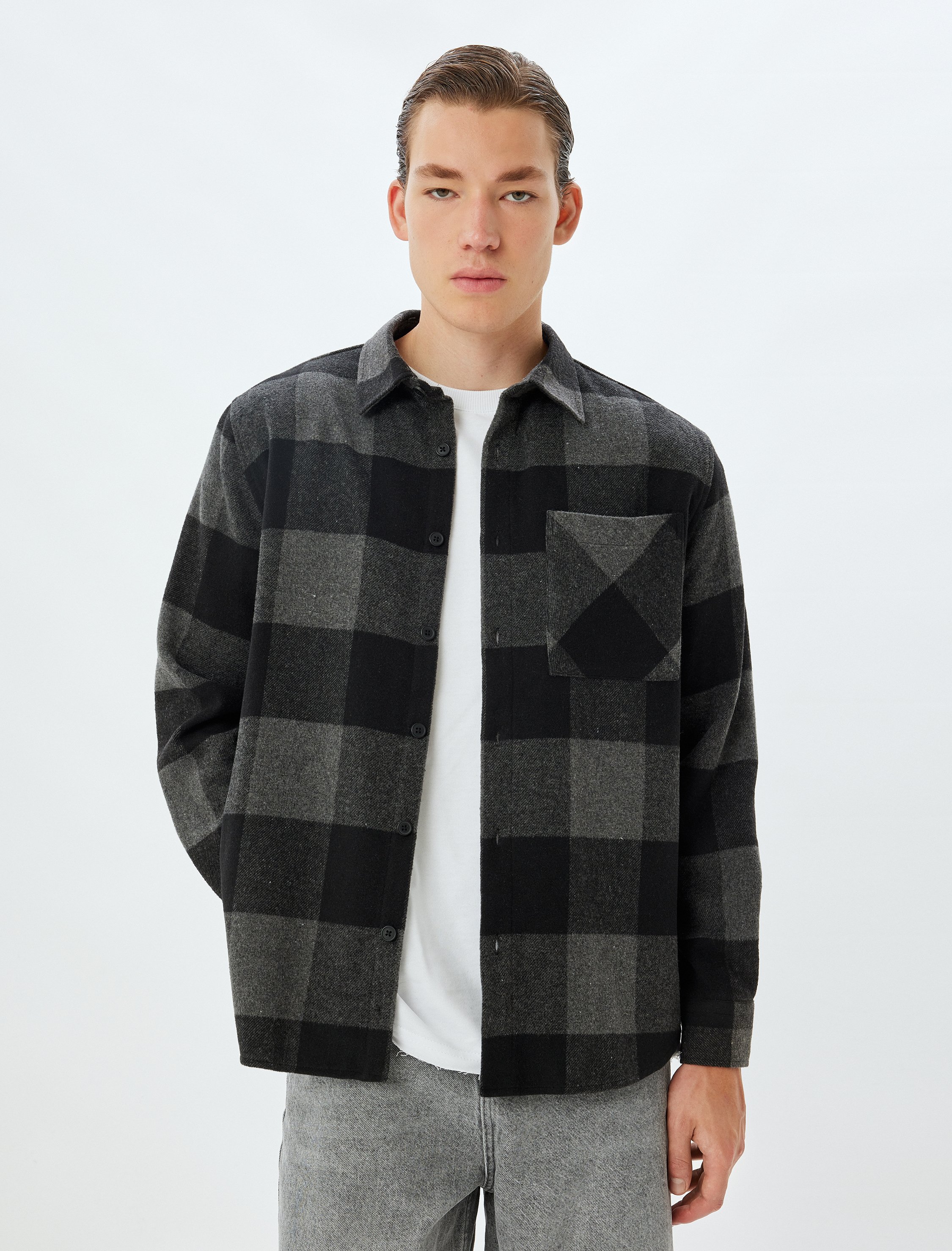   Uzun Kollu Regular Fit Cep Detaylı Kışlık Oduncu Gömleği