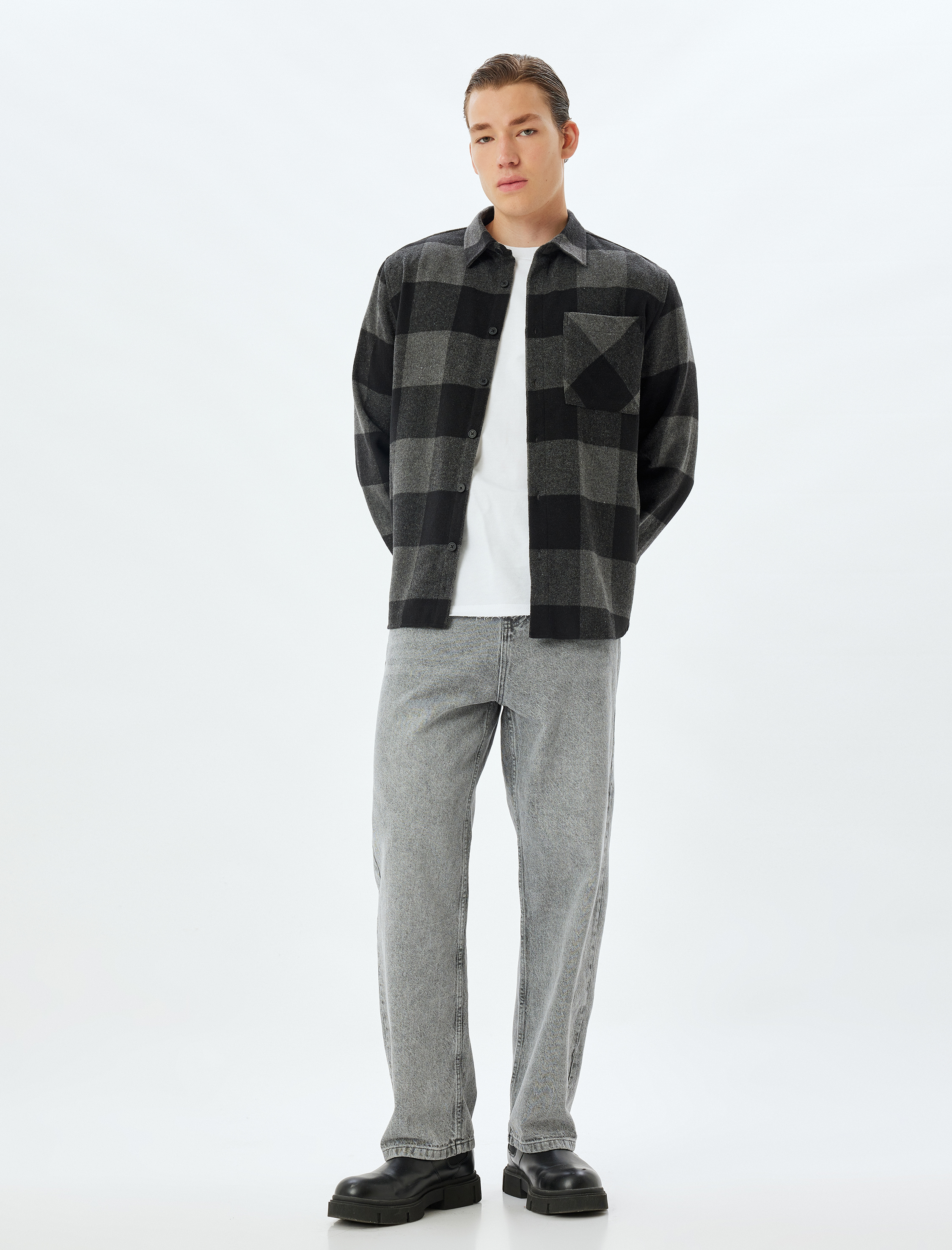   Uzun Kollu Regular Fit Cep Detaylı Kışlık Oduncu Gömleği