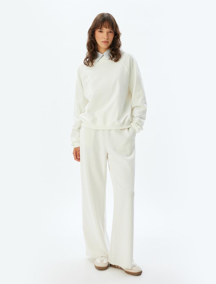  Basic Sweatshirt Bisiklet Yaka Uzun Kollu