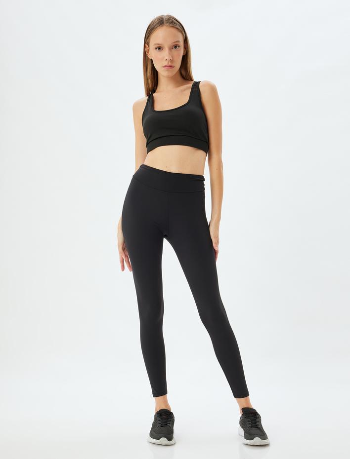  Basic Yüksek Bel Dar Kesim Yumuşak Tuşe Spor Tayt