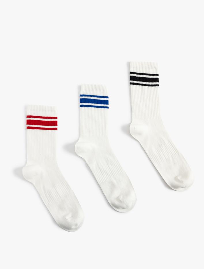 Erkek Çizgili 3'lü Tenis Çorap Seti