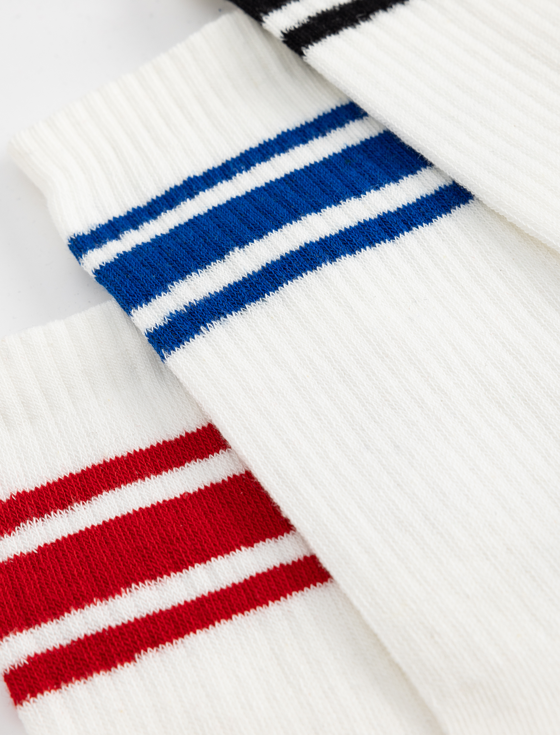  Erkek Çizgili 3'lü Tenis Çorap Seti