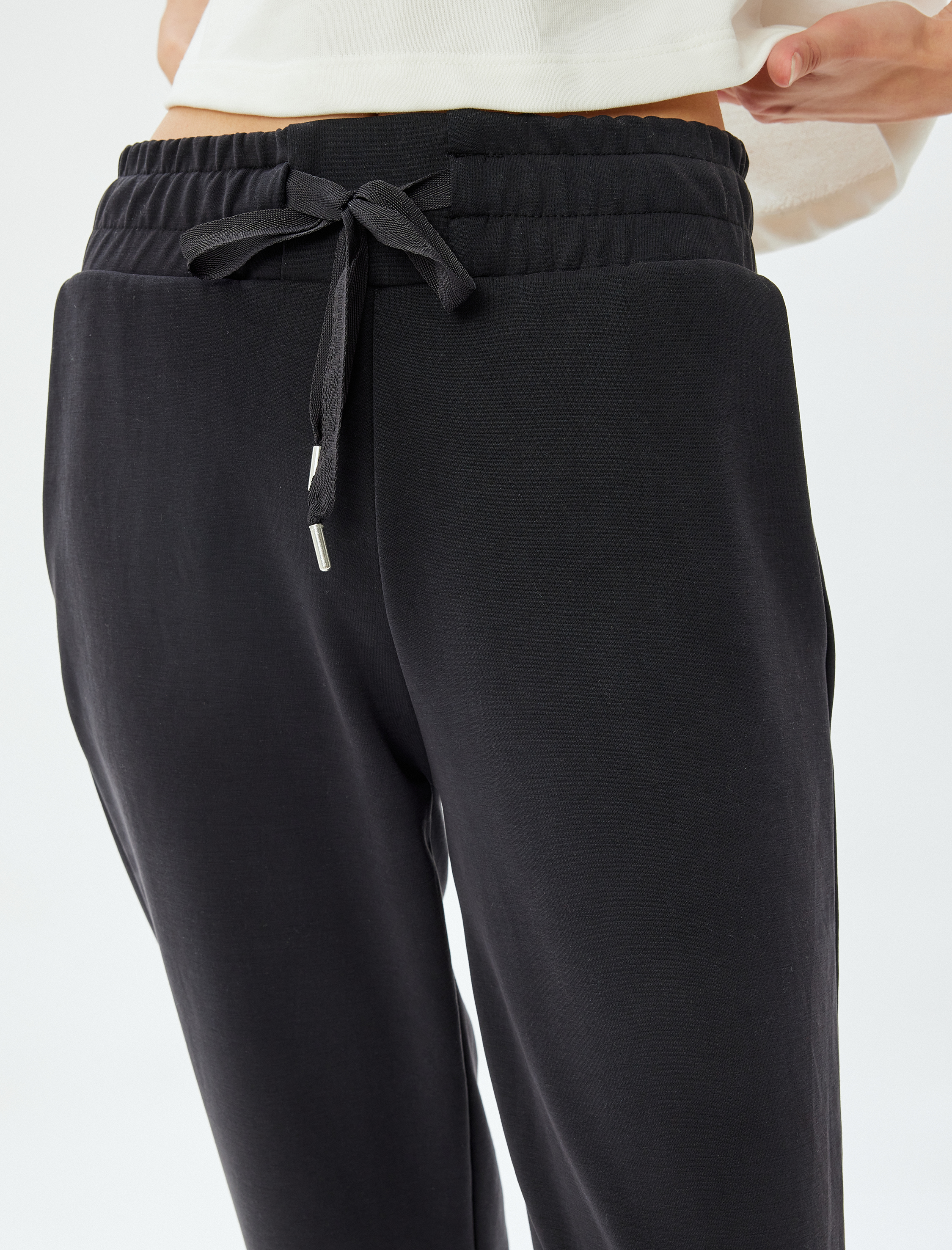   Jogger Eşofman Altı Yüksek Bel Bağcıklı Cep Detaylı Modal