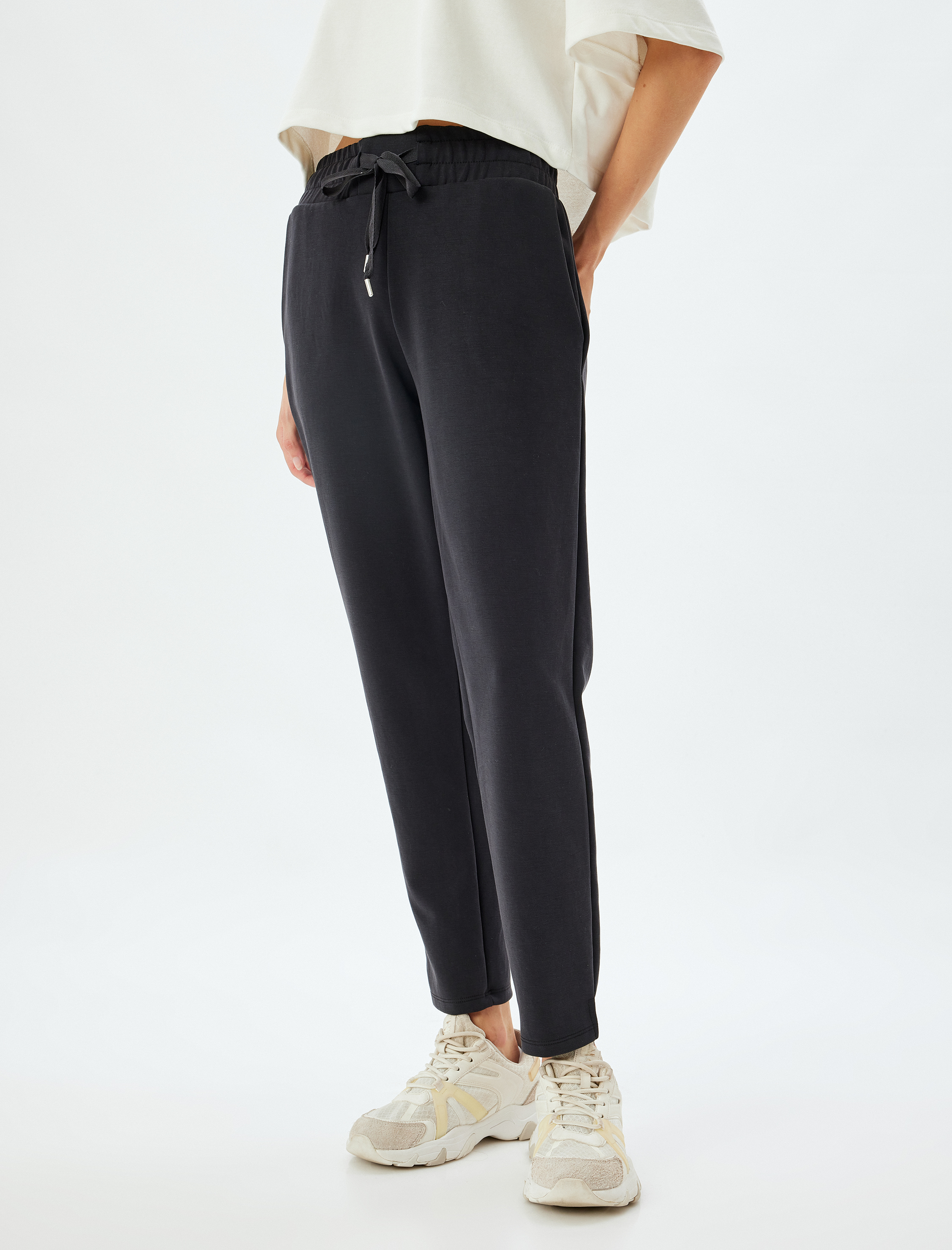   Jogger Eşofman Altı Yüksek Bel Bağcıklı Cep Detaylı Modal