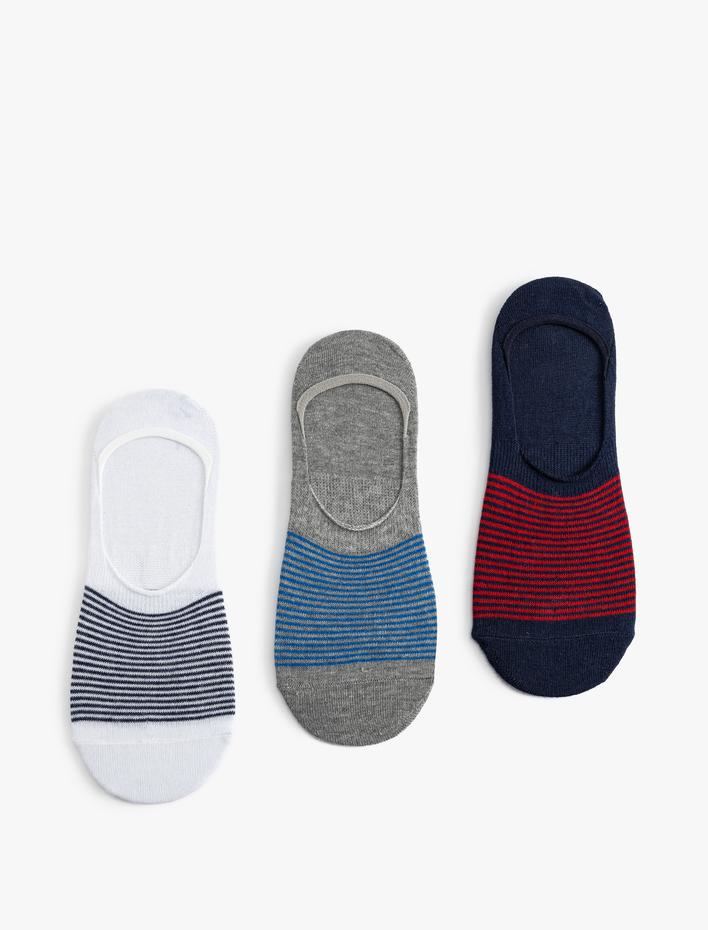 Erkek Babet Çorap Seti 3'lü Çizgili Pamuk Karışımlı