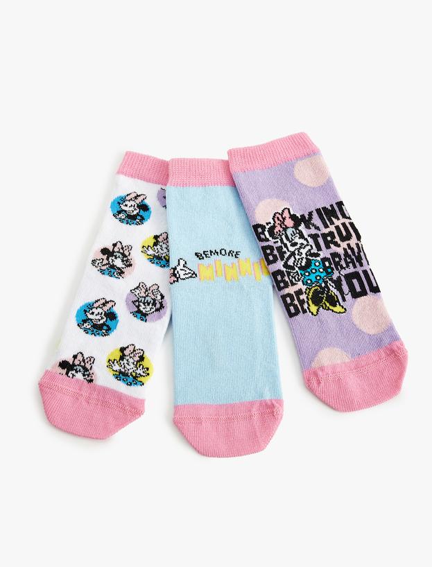 3'lü Minnie Mouse Baskılı Çorap Seti Lisanslı_0
