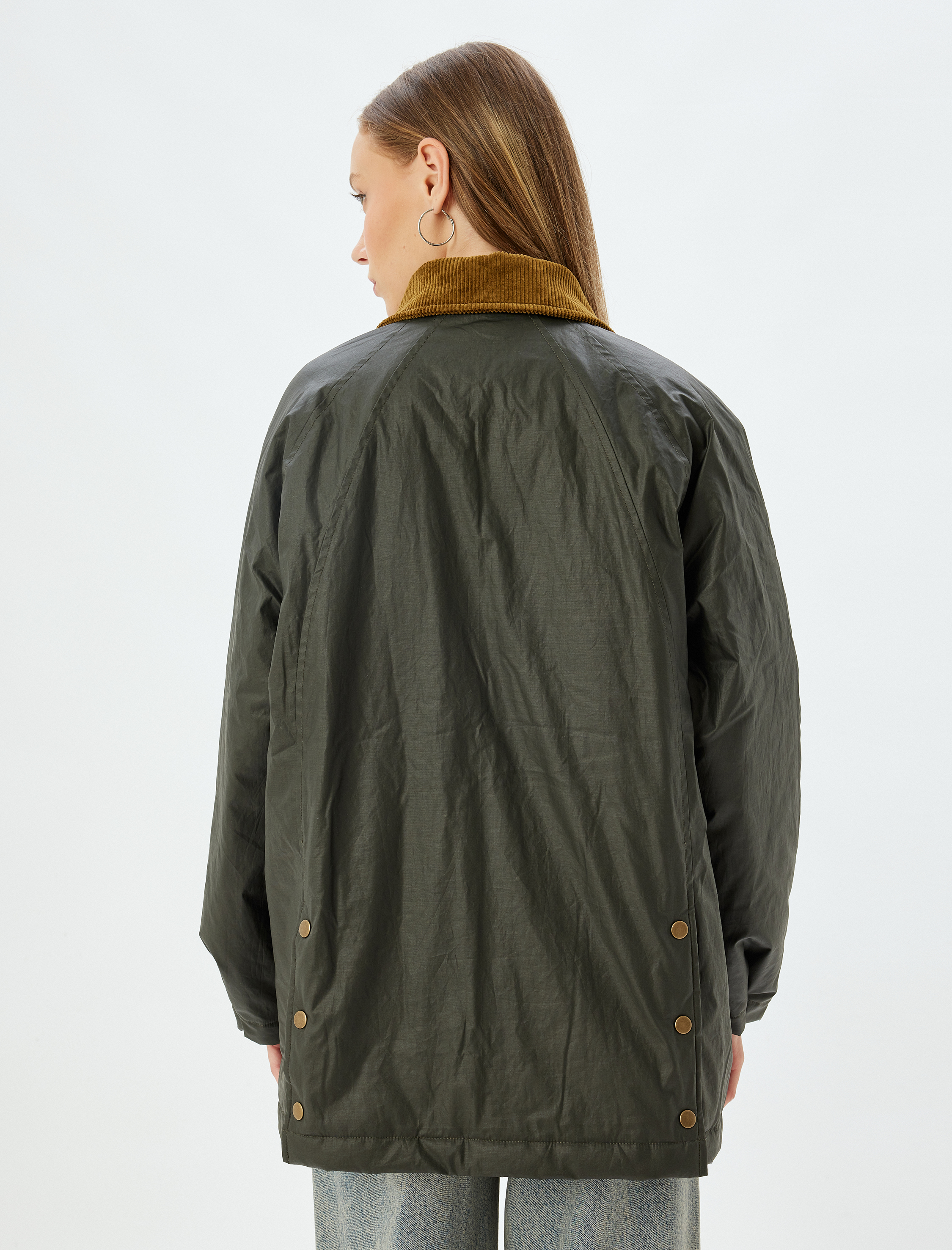   Mevsimlik Barn Ceket Yaka Detaylı Düğmeli Cepli Astarlı Su Geçirmez