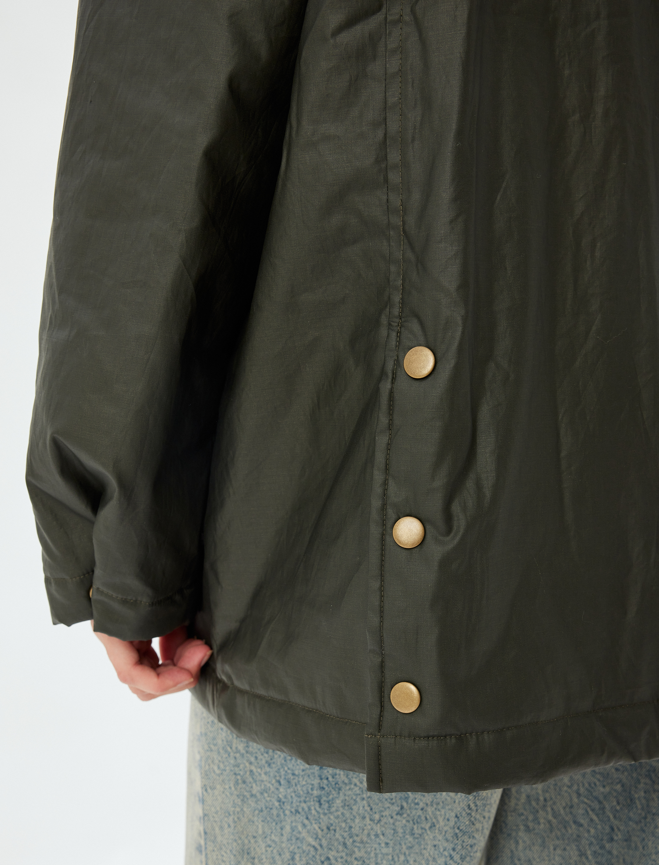   Mevsimlik Barn Ceket Yaka Detaylı Düğmeli Cepli Astarlı Su Geçirmez