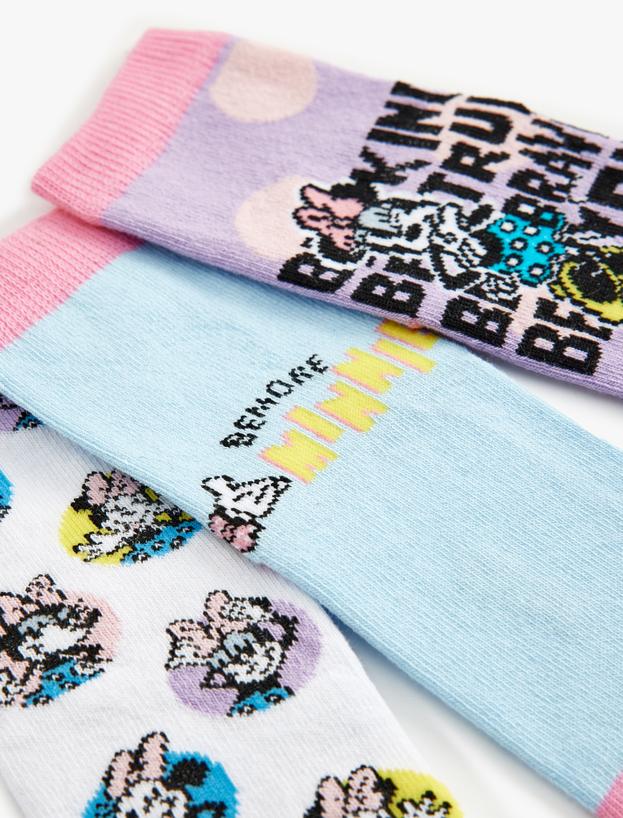 3'lü Minnie Mouse Baskılı Çorap Seti Lisanslı_2