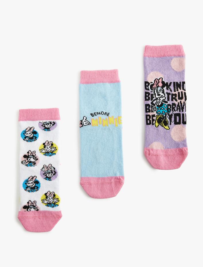 Kız Çocuk 3'lü Minnie Mouse Baskılı Çorap Seti Lisanslı