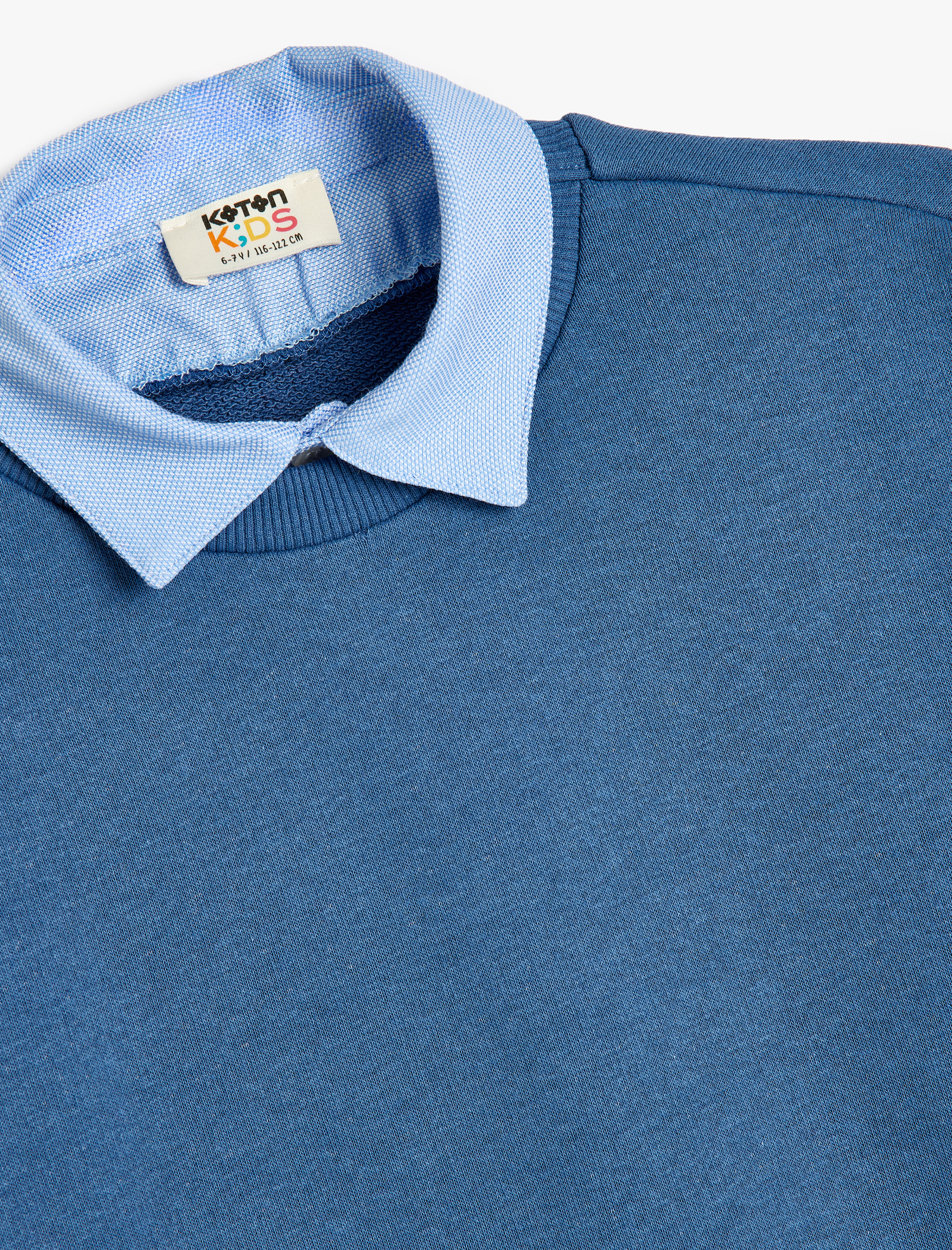  Erkek Çocuk Okul Gömleği Yaka Detaylı Uzun Kollu Pamuklu Basic Sweatshirt