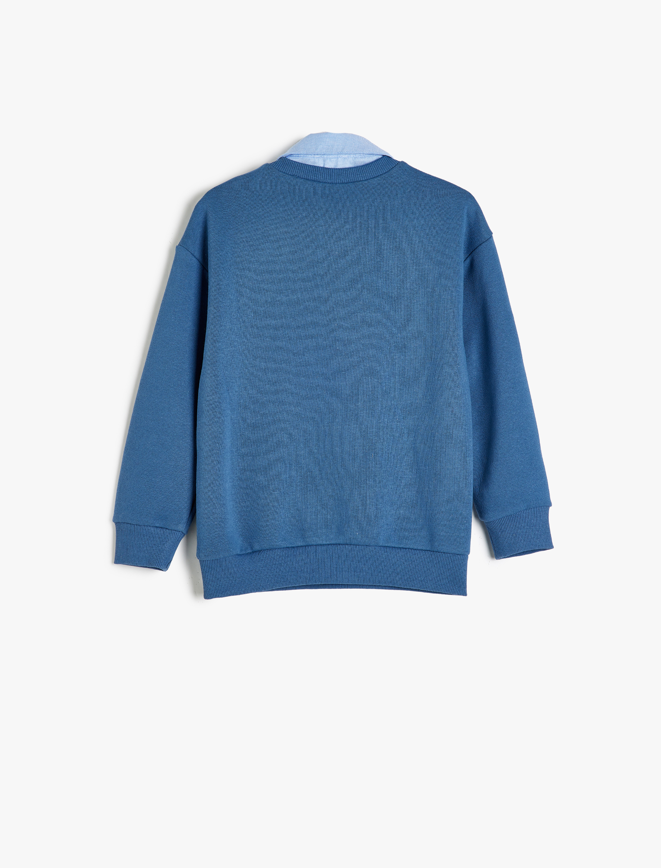  Erkek Çocuk Okul Gömleği Yaka Detaylı Uzun Kollu Pamuklu Basic Sweatshirt