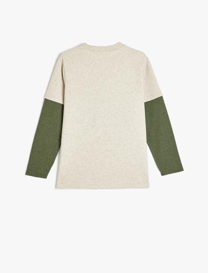 Erkek Çocuk Tişört Slogan Baskı Detaylı Uzun Kollu Bisiklet Yaka