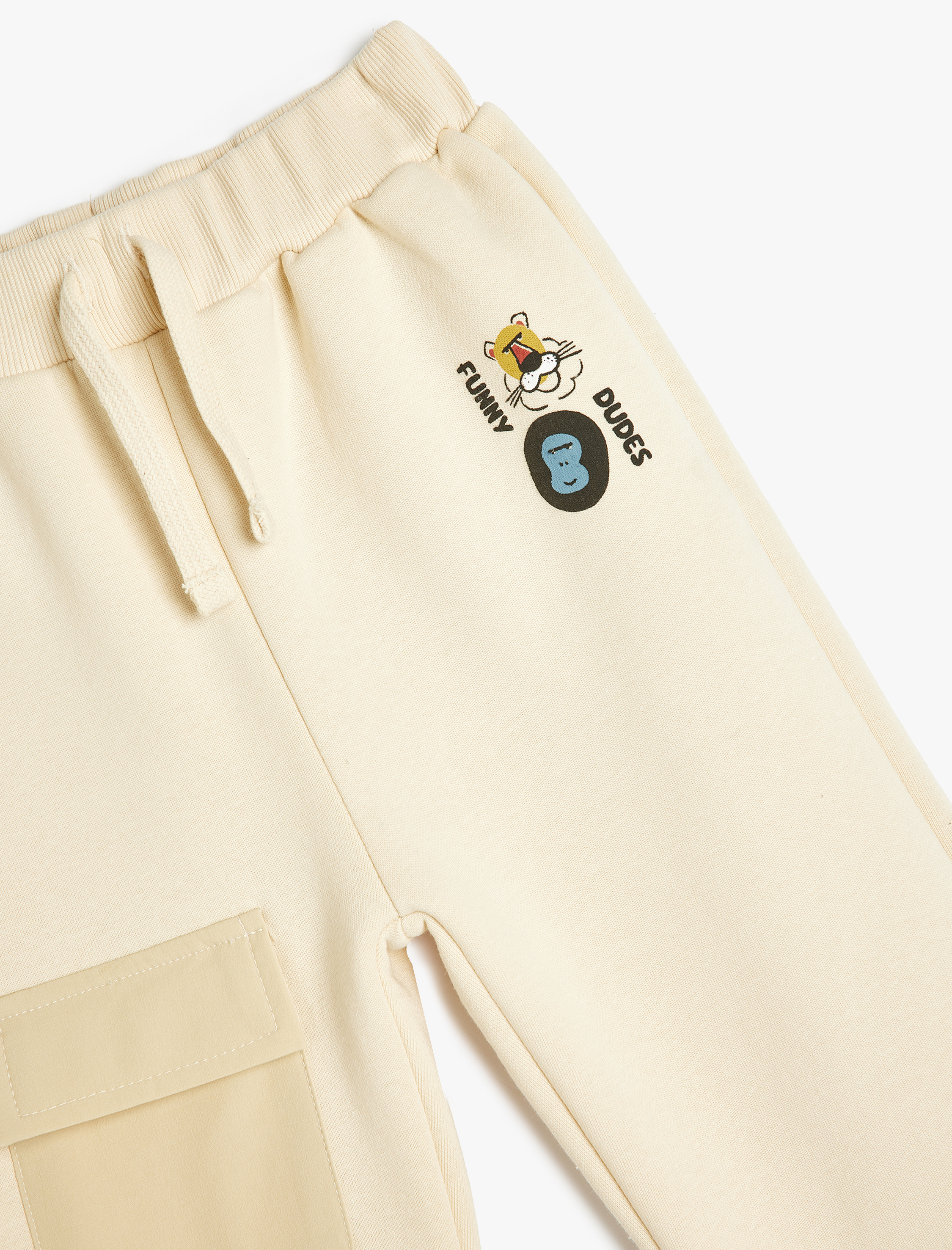  Erkek Bebek Jogger Eşofman Altı Beli Bağlamalı Baskılı Cep Detaylı Şardonlu